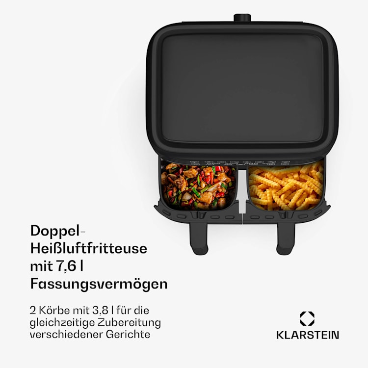 VitaFry Duo Heißluftfritteuse 7,6 Liter 2 Garzonen 6 Programme VitaFry Duo | 7,6 Ltr