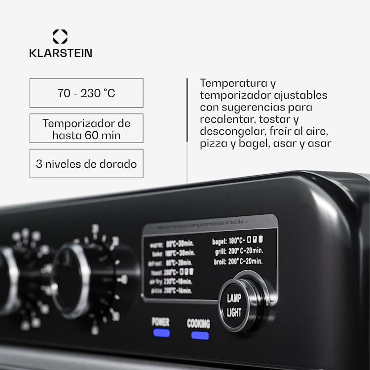 Freidora de aire caliente Air Glaze 2000W 34 L 9 programas Calor superior e inferior 2000W 34 L 9 programas Mecánicamente | Acero Inoxidable