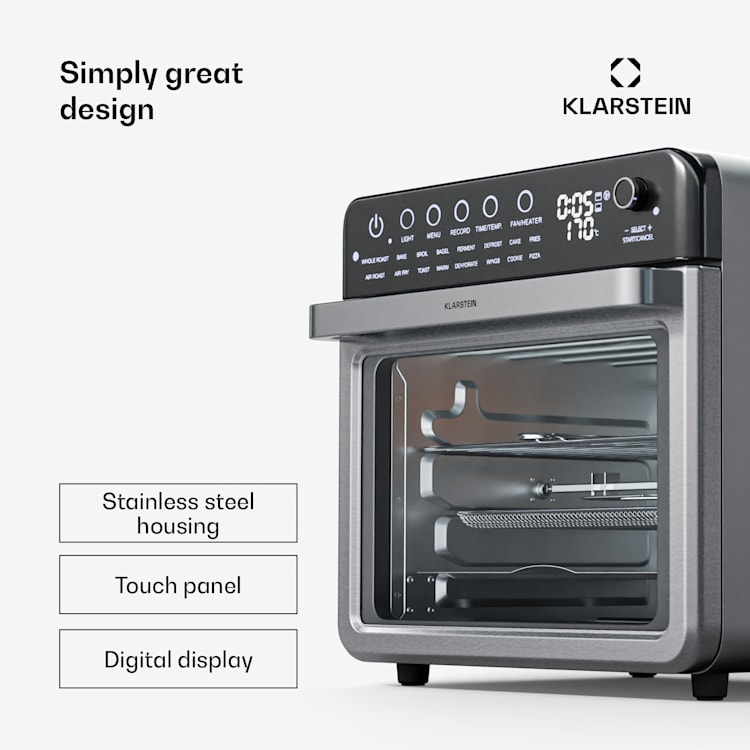 Air Glaze, digitálna teplovzdušná fritéza, 2000 W, 34 l, 16 programov, horný a dolný ohrev Digitálny | Nehrdzavejúca oceľ