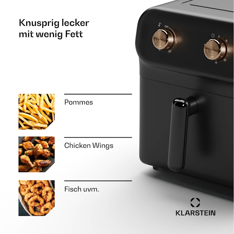 AeroCrisp 6 Heißluftfritteuse, 1700 W, 6 Liter, Drehknöpfe Analog | 6 Ltr | Schwarz