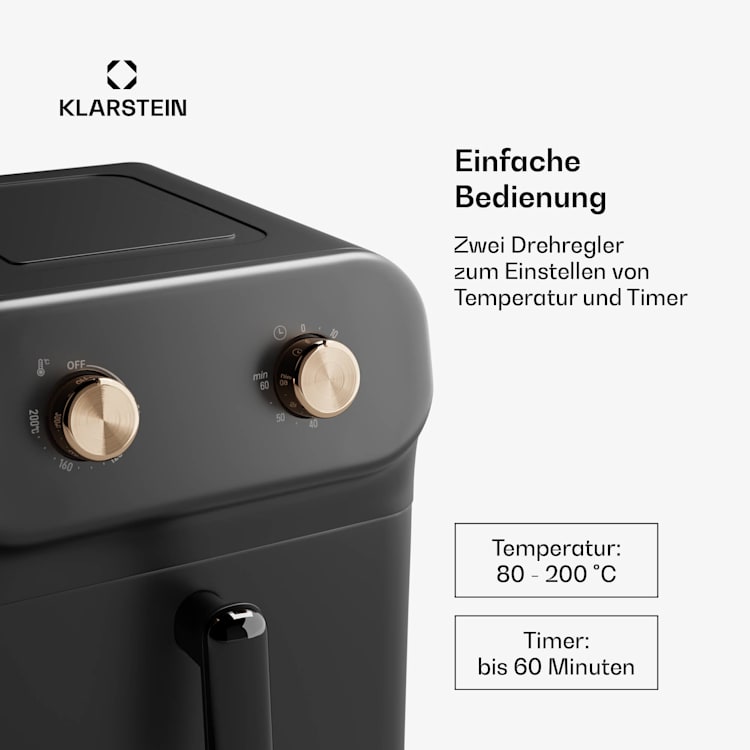 AeroCrisp 6 Heißluftfritteuse, 1700 W, 6 Liter, Drehknöpfe Analog | 6 Ltr | Schwarz