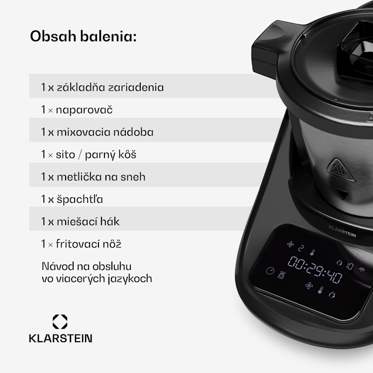 Aria Smart, kuchynský robot, 1700 W, 3,3 l, ovládanie cez aplikáciu, parný nástavec