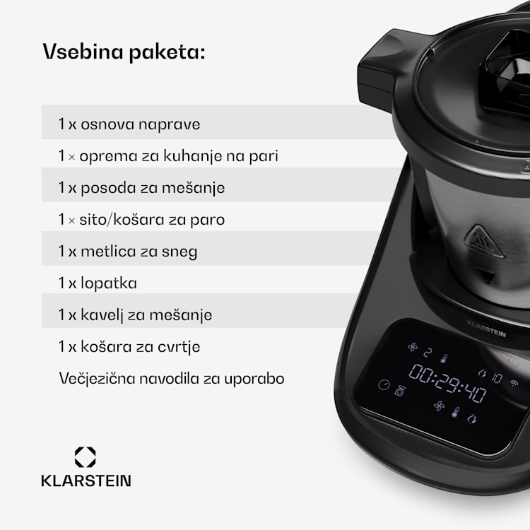 Aria Smart, kuhinjski robot, 1700 W, 3,3 l, aplikacijski nadzor, nastavek za paro