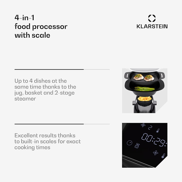 Aria Smart, robot de bucătărie, 1700 W, 3,3 l, control prin aplicație, accesoriu pentru abur