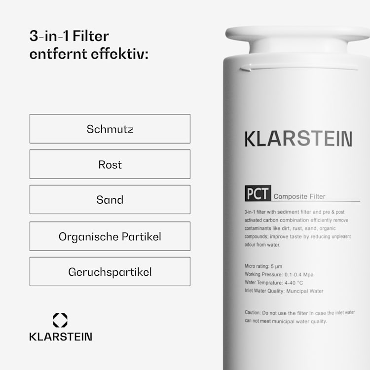 PureLine PCT-Filter Zubehör / Ersatz 3-Stufen Sediment Pre/Post-Carbon