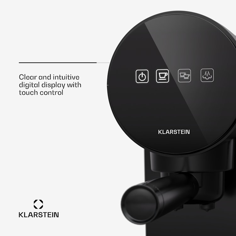 Furore, pákový kávovar, 1380 W, 20 bar, digitálny displej, 2 šálky, kompaktný, nehrdzavejúca oceľ Čierna