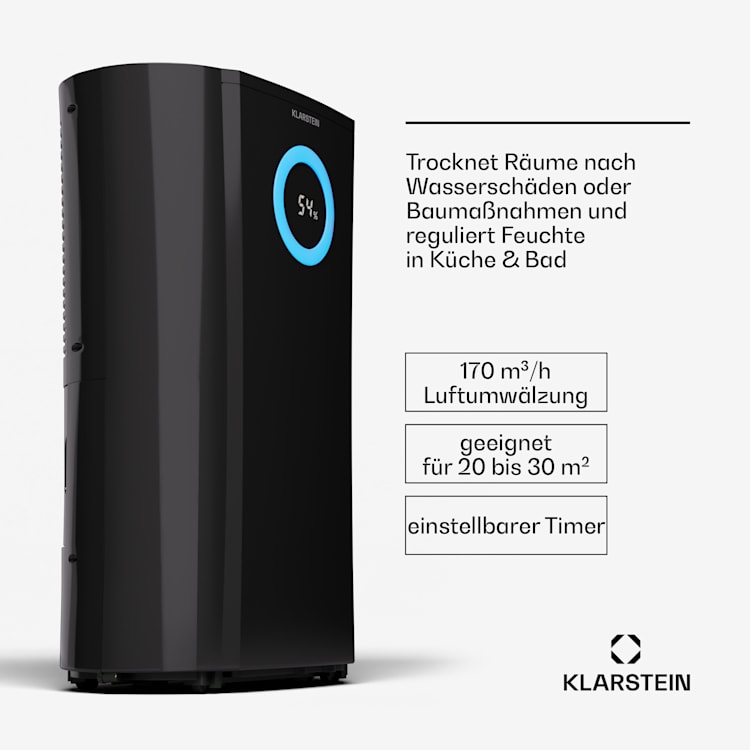 DryFy Pro Connect 20 Luftentfeuchter WiFi Kompression 20l/d 20-30m² Anthrazit
