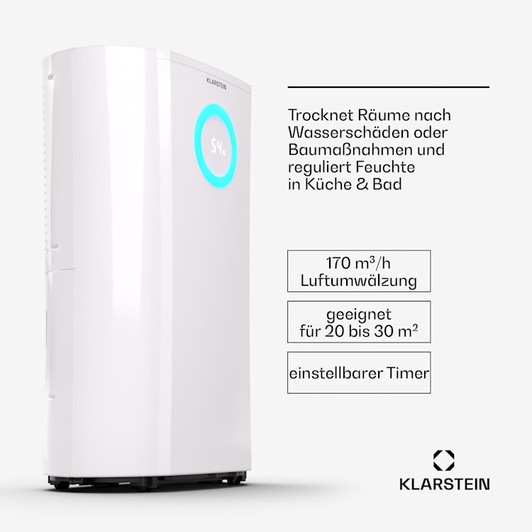 DryFy Pro Connect 20 Luftentfeuchter WiFi Kompression 20l/d 20-30m² Weiß