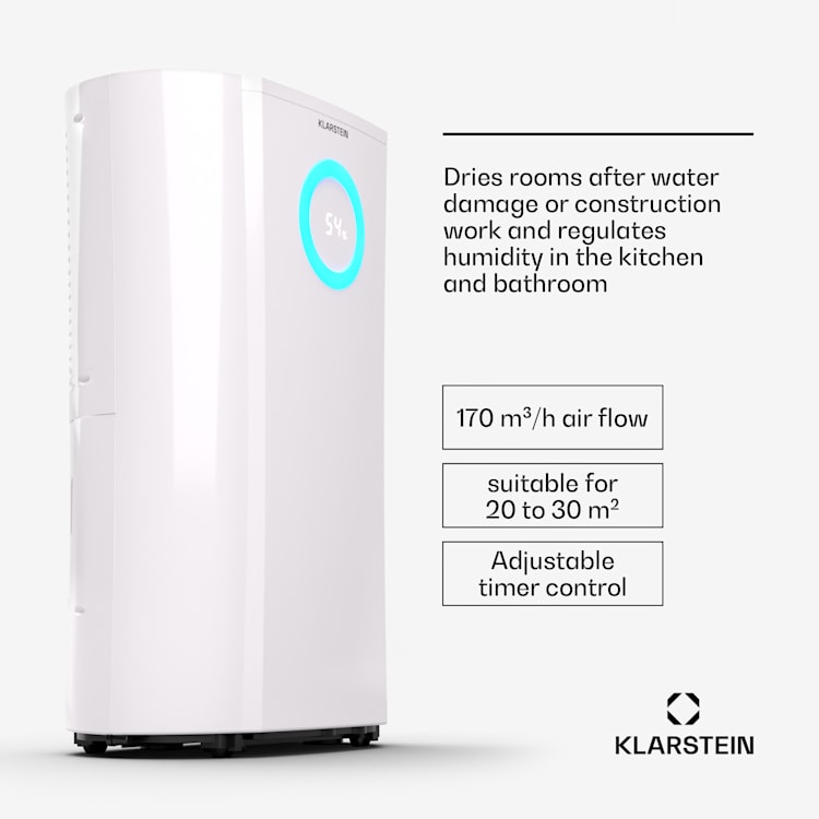 DryFy Pro Connect 20, dezumidificator, Wifi, compresie, 20l/zi, 20-30m² Alb