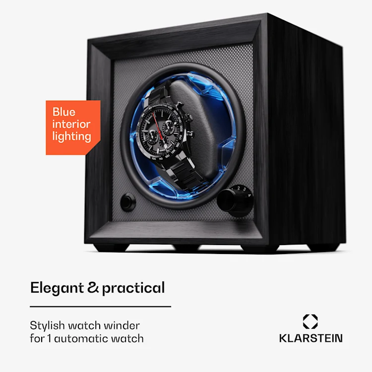 Brienz 1 watch winder, 1 watch, 4 modes, wood look, blue interior lighting 1 watch | Anthracite