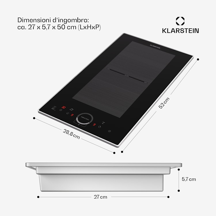 Delicatessa Domino Prime - Piano cottura a induzione da incasso, 2 zone, 3500 W, autonomo Domino Prime | 30 cm | Nero