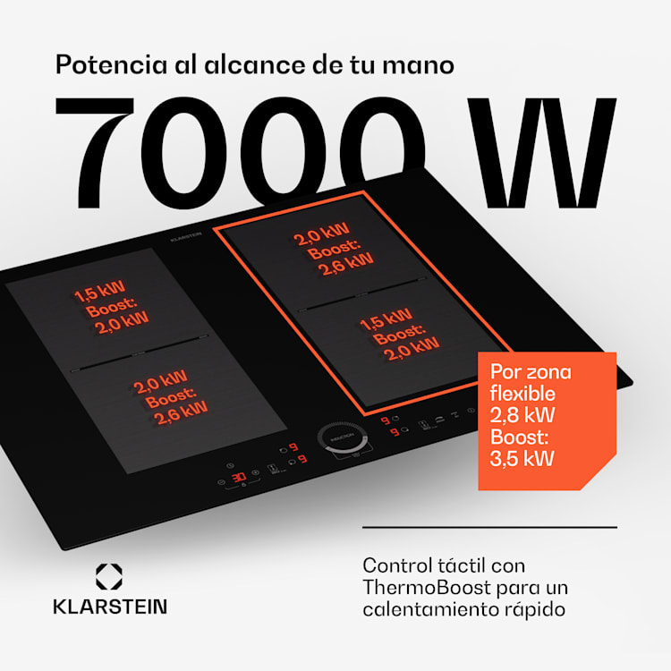 Delicatessa 70 Flex Placa de inducción encastrable 4 zonas 7000 W Vitrocerámica Flex | 70 cm | Negro