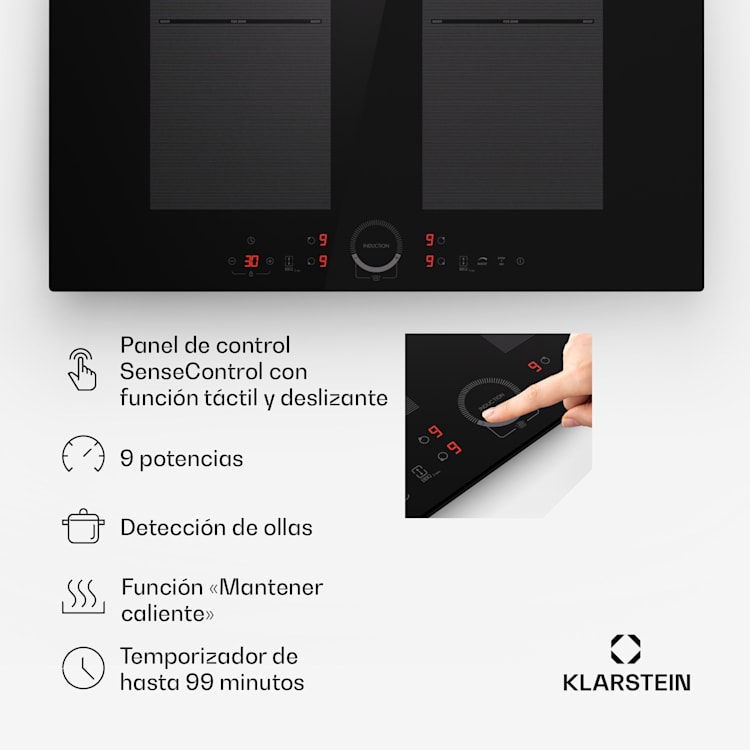 Delicatessa 70 Flex Placa de inducción encastrable 4 zonas 7000 W Vitrocerámica Flex | 70 cm | Negro