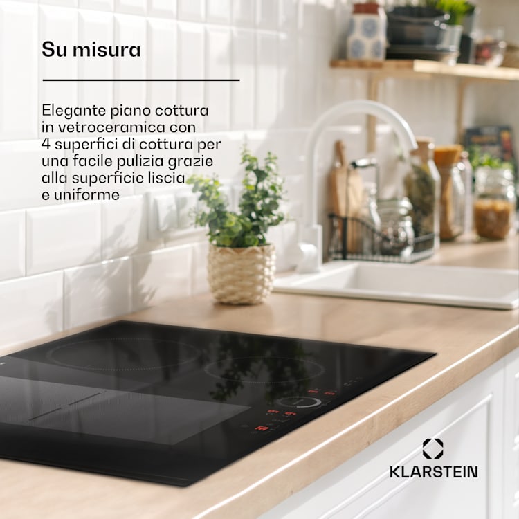 Delicatessa 70 Hybrid - Piano cottura a induzione da incasso, autonomo, 4 zone, 7000 W, vetroceramica Hybrid | 70 cm | Nero