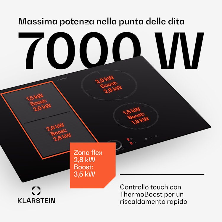 Delicatessa 70 Hybrid - Piano cottura a induzione da incasso, autonomo, 4 zone, 7000 W, vetroceramica Hybrid | 70 cm | Nero