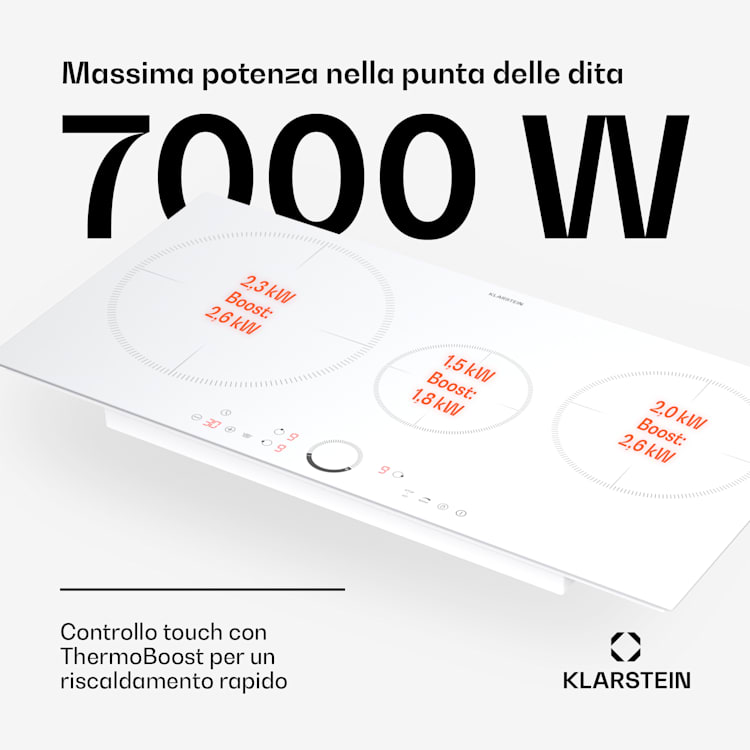 Delicatessa 80 - Piano cottura a induzione da incasso, 3 zone, 6000 W, zona XL, vetroceramica Standard | 80 cm | Bianco