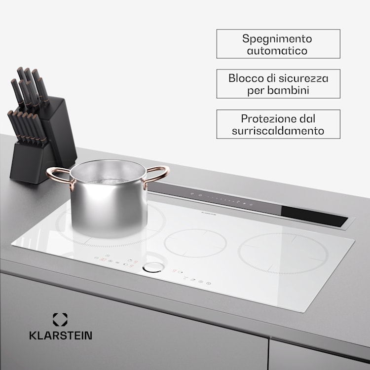 Delicatessa 80 - Piano cottura a induzione da incasso, 3 zone, 6000 W, zona XL, vetroceramica Standard | 80 cm | Bianco