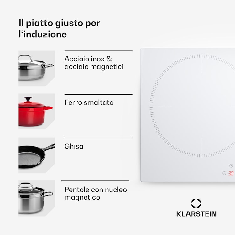Delicatessa 80 - Piano cottura a induzione da incasso, 3 zone, 6000 W, zona XL, vetroceramica Standard | 80 cm | Bianco