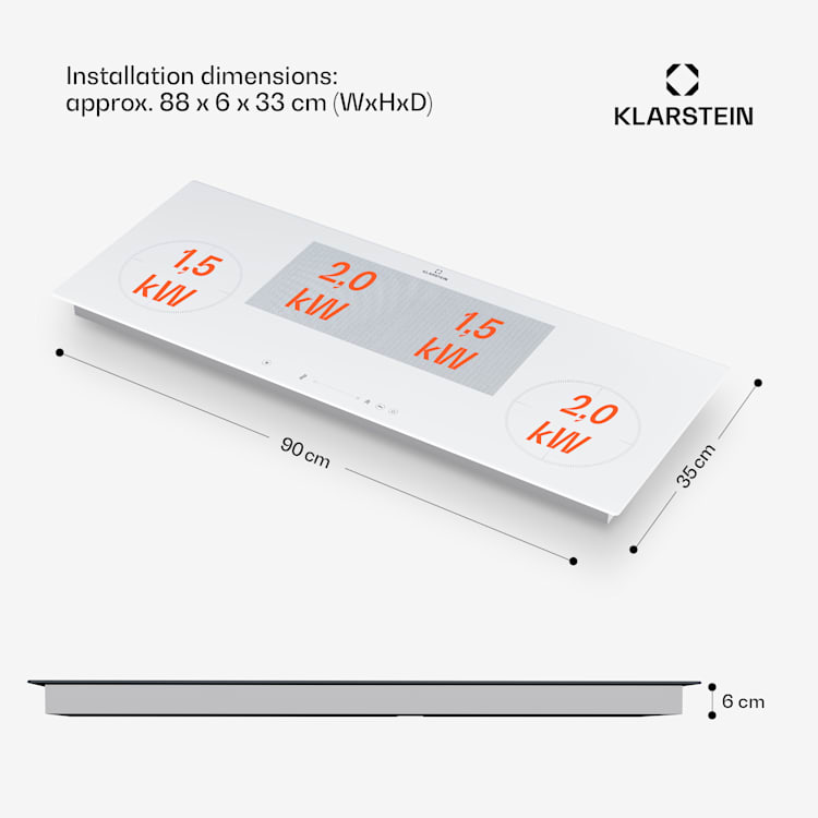 Delicatessa 90 Slim Hybride inductiekookplaat 4-zone flexzone 7000 W vermogen thermo boost warmhoudfunctie