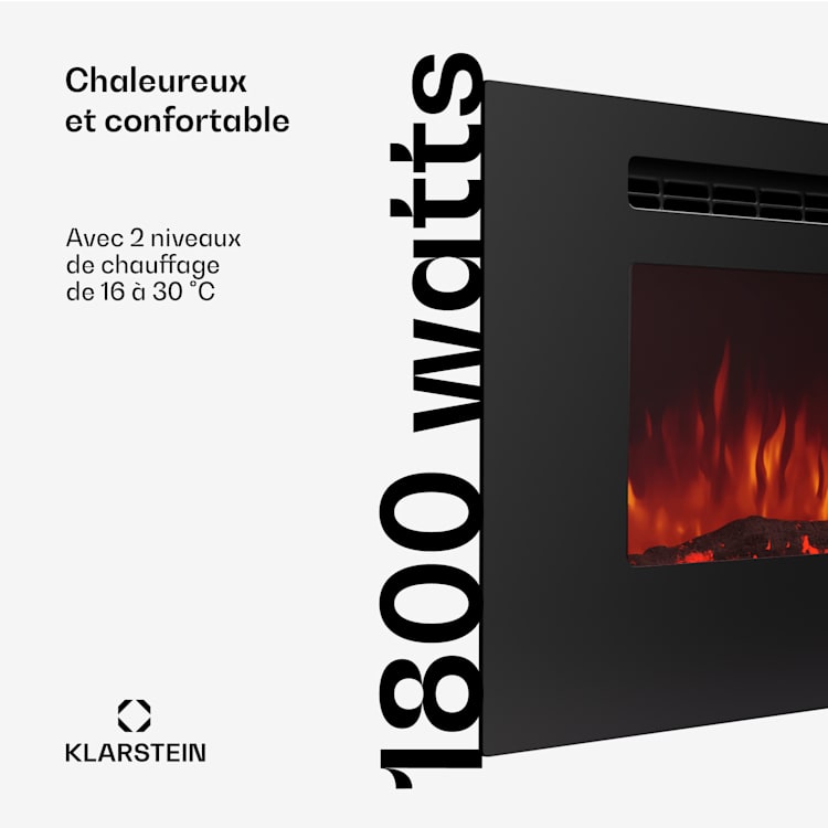 Galeras 152 elektrische wandhaard 1800 W led 152,5 x 47 x 13 cm | Zwart