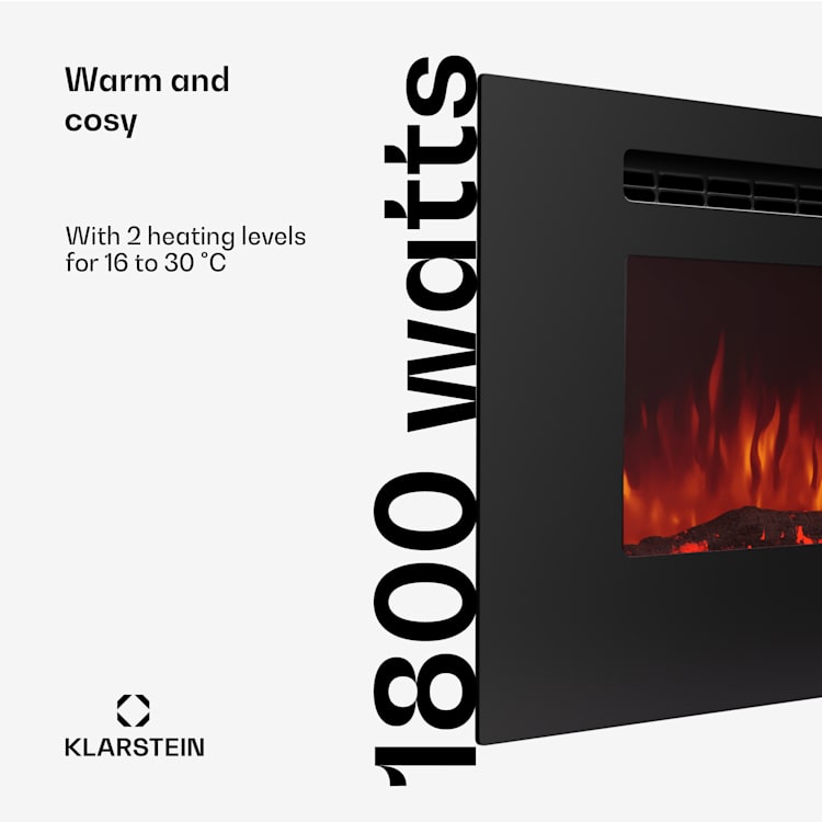 Galeras 178, električni stenski kamin, 1800 W, LED 178 x 47 x 13 cm | Črna