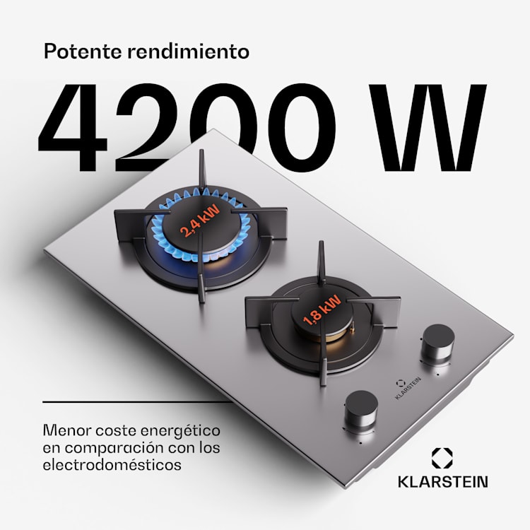 Placa de gas Goldflame 2 fuegos latón acero inoxidable