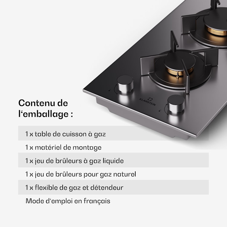 Plaque de cuisson à gaz Goldflame 2 feux brûleurs en laiton inox