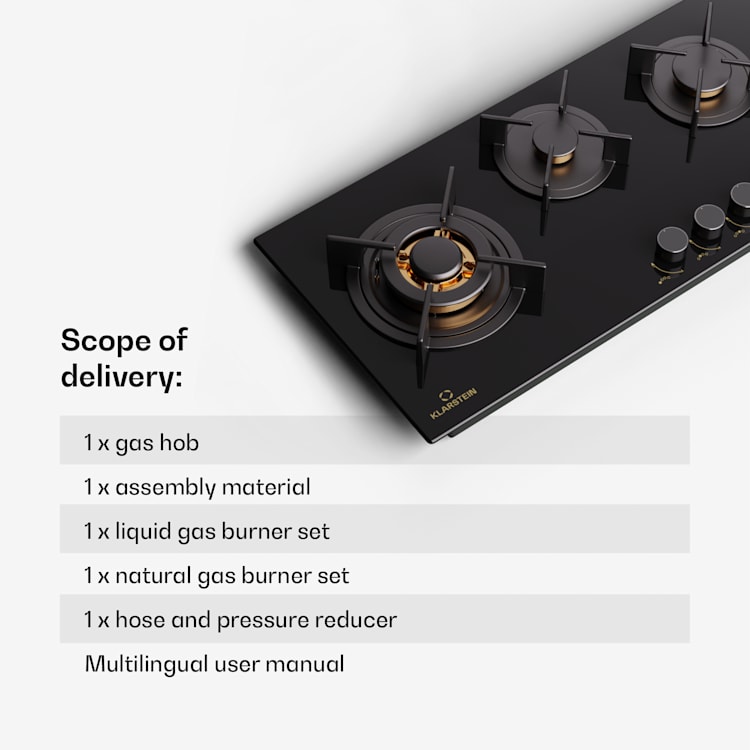 Klarstein Goldflame 4 Slim table de cuisson à gaz 4 feux acier inoxydable