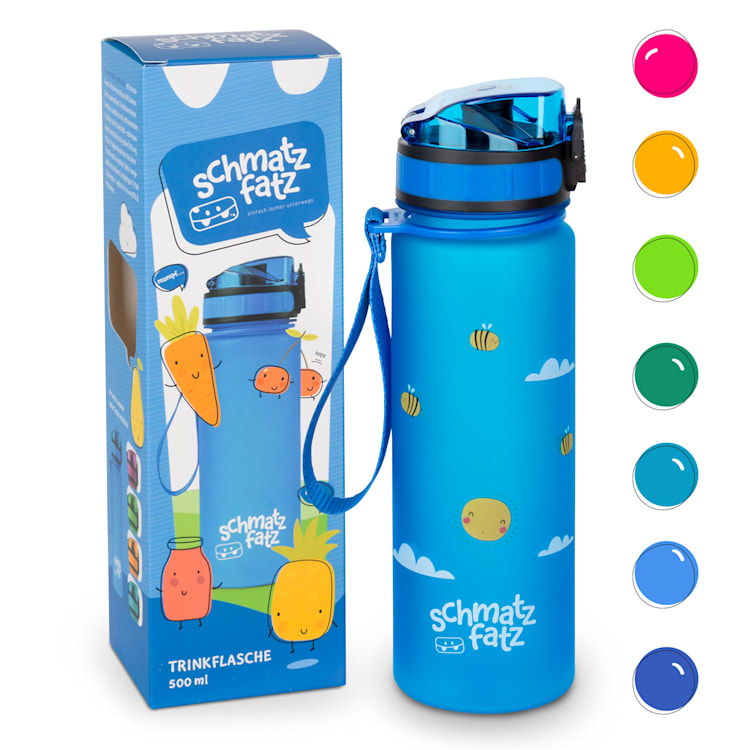 schmatzfatz Trinkflasche Sportflasche 500 ml 24 cm Tritan 500 ml | Blue Bees