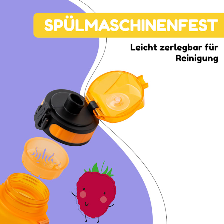 schmatzfatz Trinkflasche Sportflasche 500 ml 24 cm Tritan 500 ml | Orange Forest