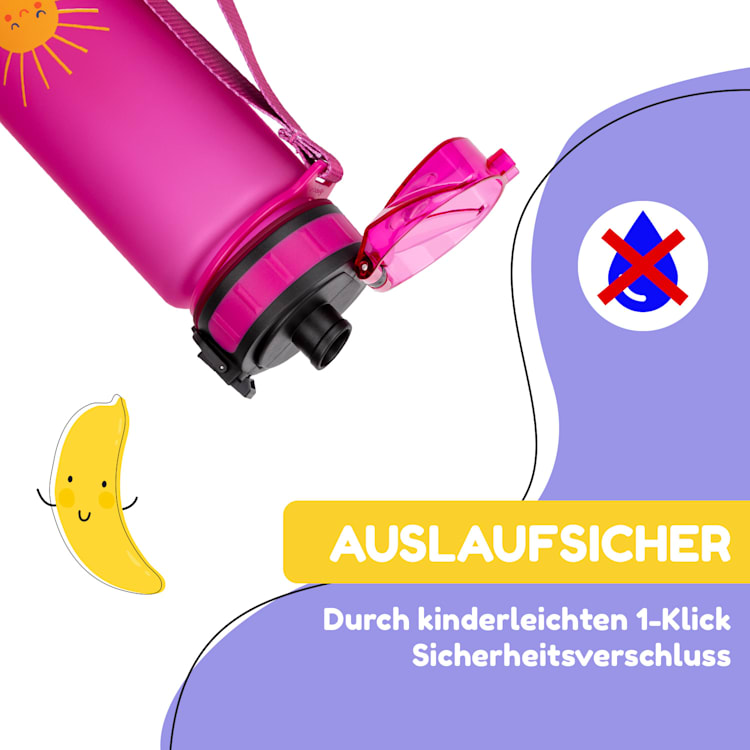 schmatzfatz Trinkflasche Sportflasche 500 ml 24 cm Tritan 500 ml | Purple Sun