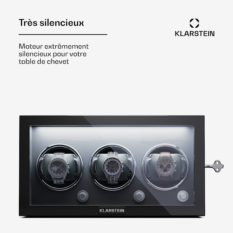 Sarthe 3 horlogebeweger 3 horloges 4 rotatiemodi ledverlichting slot 3 klokken | Zwart