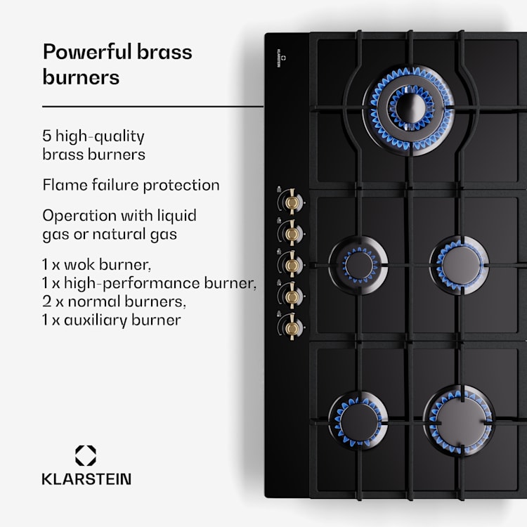 <p>Klarstein Victoria Chef Edition Table de cuisson gaz 5 zones avec 5 feux</p>