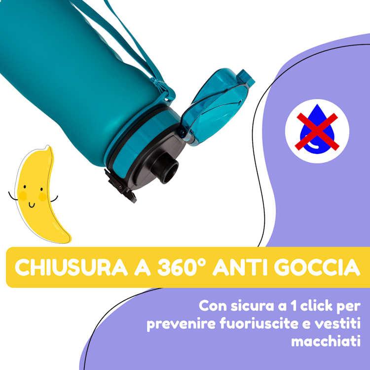 Wakaba - Borraccia da 800 ml, Tritan senza BPA 800 ml | Verde acqua intenso