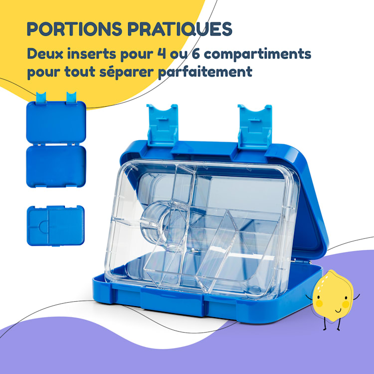 Lunchbox schmatzfatz junior 6 compartiments 21,3 x 15 x 4,5 cm (LxHxP) Bleu