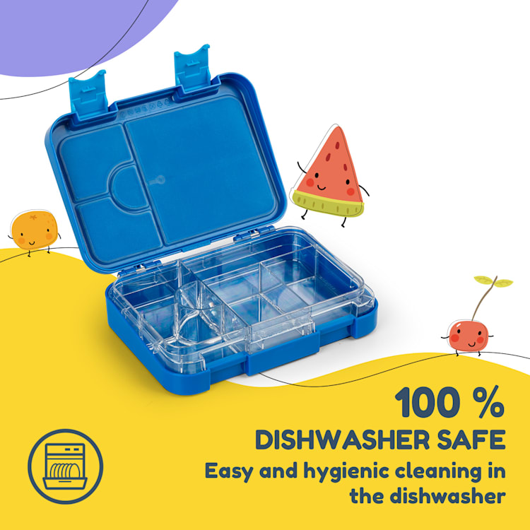 Schmatzfatz Junior Lunchbox, 6 compartments, 21.3x15x4.5cm (WxHxD), Blue Blue
