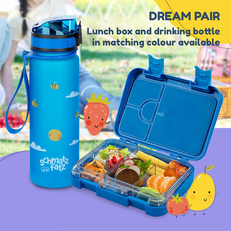 Schmatzfatz Junior Lunchbox, 6 compartments, 21.3x15x4.5cm (WxHxD), Blue Blue
