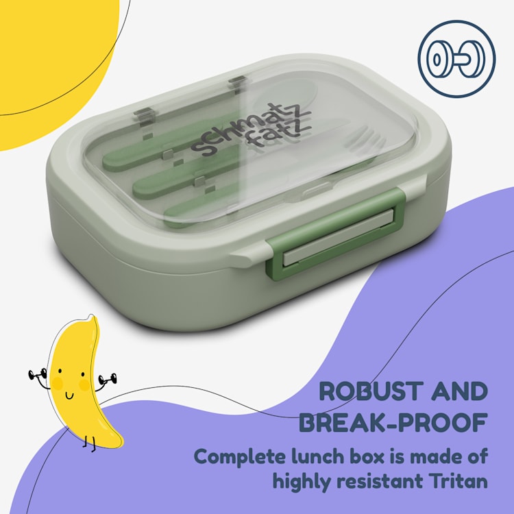 Bunko lunchbox 3 vakken incl. 3-delig Bestek: 21 x 14,5 x 5,5 cm (BxHxD) Mos
