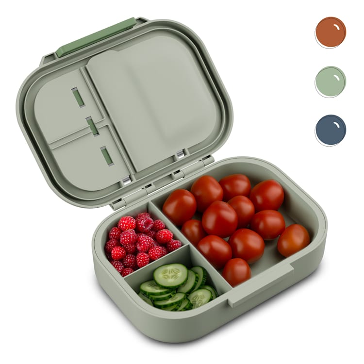 Bunko lunchbox 3 vakken incl. 3-delig Bestek: 21 x 14,5 x 5,5 cm (BxHxD) Mos
