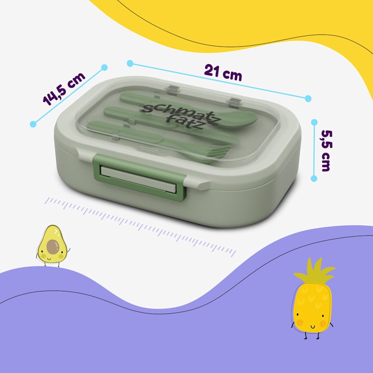 Bunko lunchbox 3 vakken incl. 3-delig Bestek: 21 x 14,5 x 5,5 cm (BxHxD) Mos