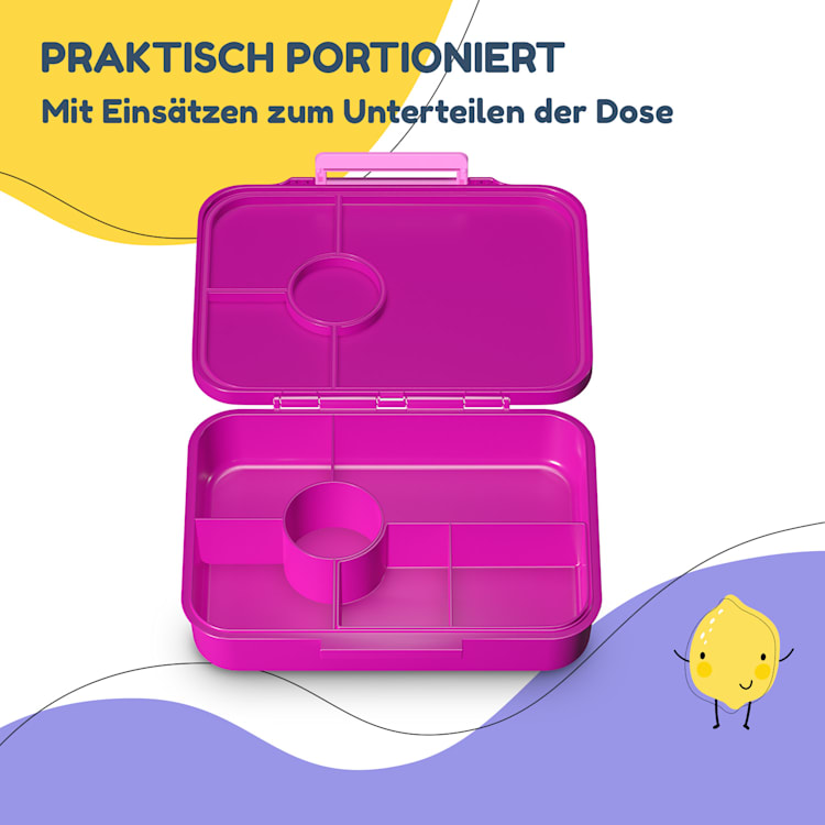 schmatzfatz by Klarstein Lite Lunchbox 6 Fächer 20,8x4,5x15 cm BPA-frei Tritan Purple Sun