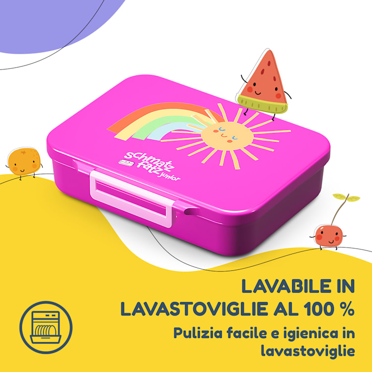 schmatzfatz by Lite - Portapranzo, 6 scomparti, 20,8 x 4,5 x 15 cm (LxAxP), senza BPA, leggerissimo, Tritan Purple Sun