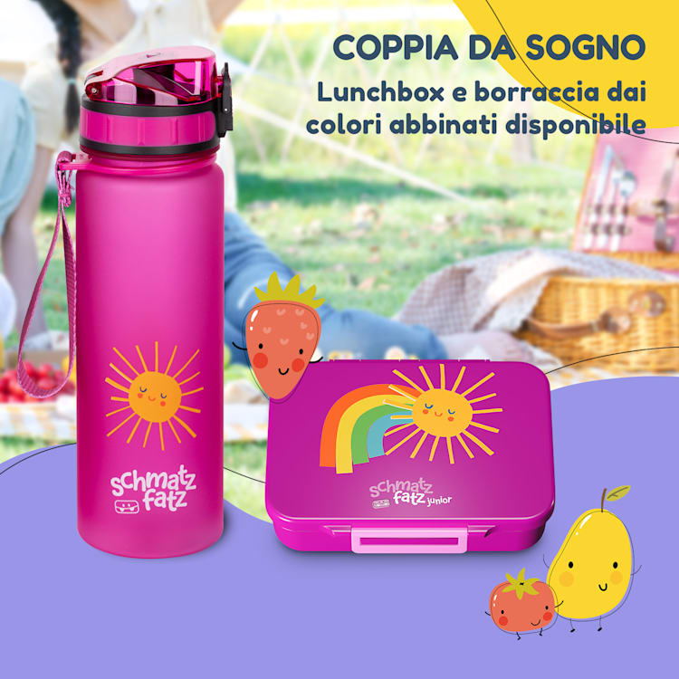 schmatzfatz by Lite - Portapranzo, 6 scomparti, 20,8 x 4,5 x 15 cm (LxAxP), senza BPA, leggerissimo, Tritan Purple Sun