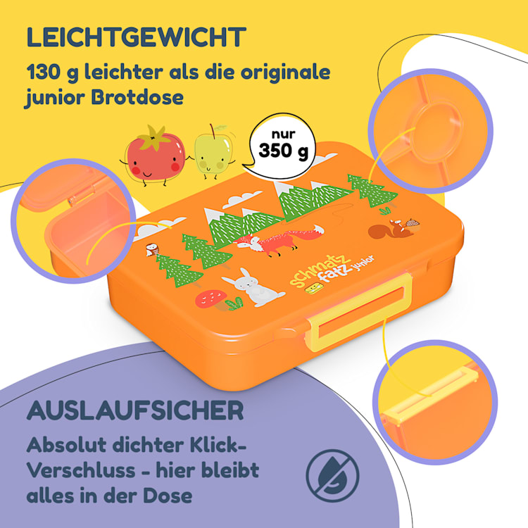 schmatzfatz by Klarstein Lite Lunchbox 6 Fächer 20,8x4,5x15 cm BPA-frei Tritan Orange Forest