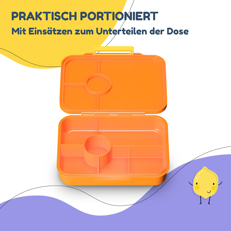 schmatzfatz by Klarstein Lite Lunchbox 6 Fächer 20,8x4,5x15 cm BPA-frei Tritan Orange Forest