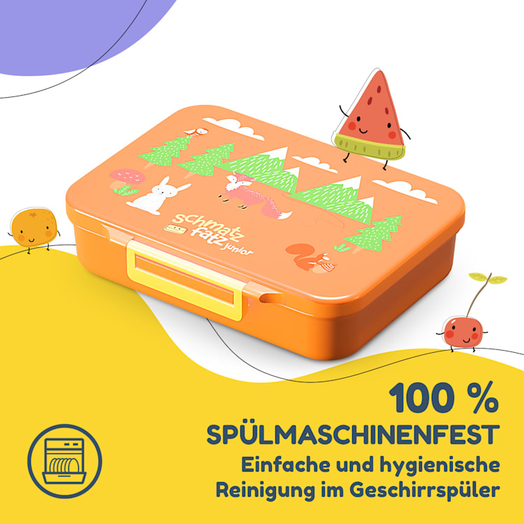 schmatzfatz by Klarstein Lite Lunchbox 6 Fächer 20,8x4,5x15 cm BPA-frei Tritan Orange Forest