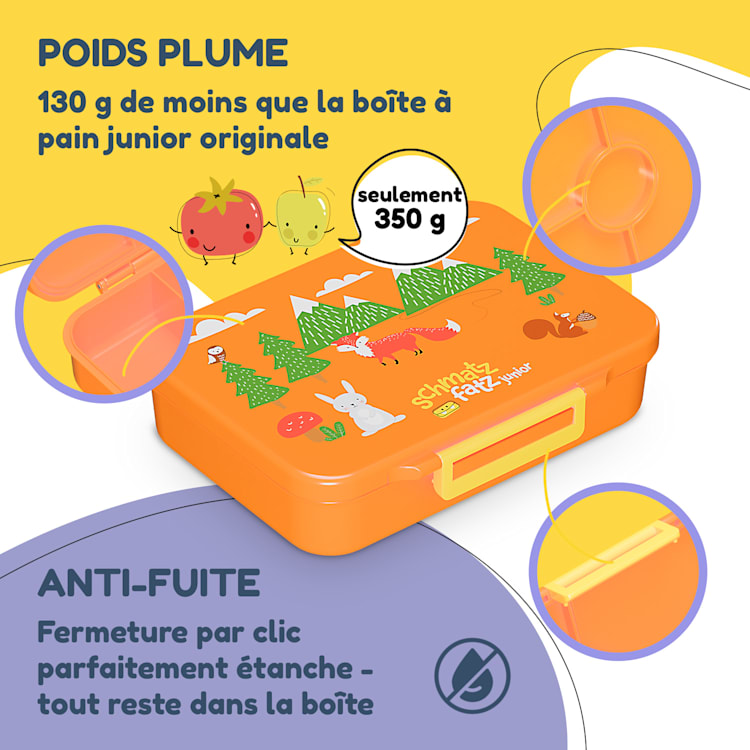 schmatzfatz by Lite Boîte à repas 6 compartiments 20,8 x 4,5 x 15 cm (LxHxP) Tritan extra léger sans BPA Orange Forest
