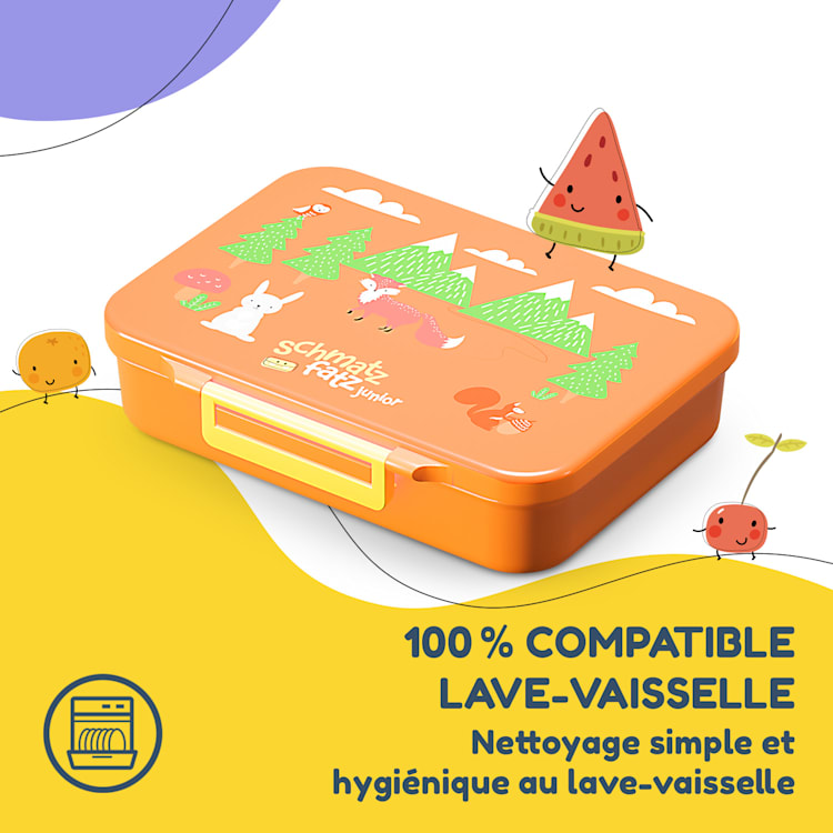 schmatzfatz by Lite Boîte à repas 6 compartiments 20,8 x 4,5 x 15 cm (LxHxP) Tritan extra léger sans BPA Orange Forest