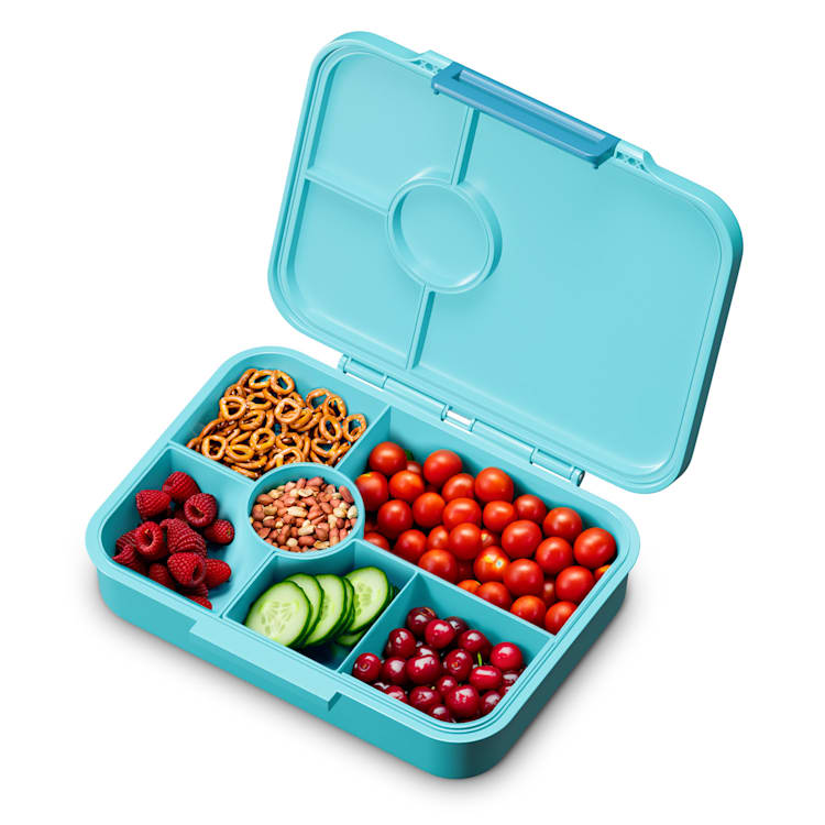 schmatzfatz by Klarstein Lite Lunchbox 6 Fächer 20,8x4,5x15 cm BPA-frei Tritan Petrol Sea