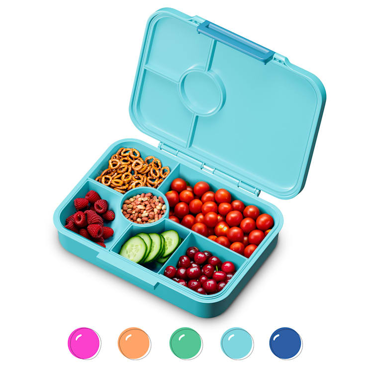 schmatzfatz by Lite - Portapranzo, 6 scomparti, 20,8 x 4,5 x 15 cm (LxAxP), senza BPA, leggerissimo, Tritan Petrol Sea